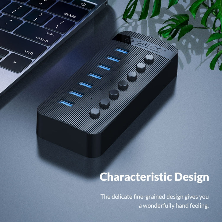 ORICO CT2U3-13AB Plastic Stripes 13 Ports USB 3.0 HUB with Individual Switches, Plug:UK Plug(Black) - USB 3.0 HUB by ORICO | Online Shopping South Africa | PMC Jewellery | Buy Now Pay Later Mobicred