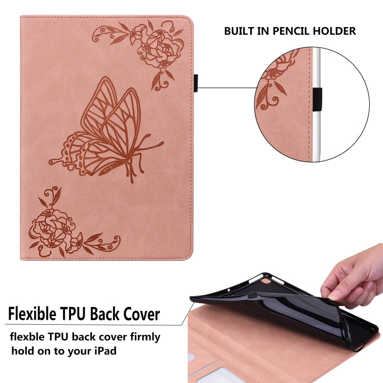 For Lenovo Tab P12 Butterfly Flower Embossed Leather Tablet Case(Rose Gold) - Lenovo by PMC TechLife | Online Shopping South Africa | PMC TechLife | Buy Now Pay Later Mobicred