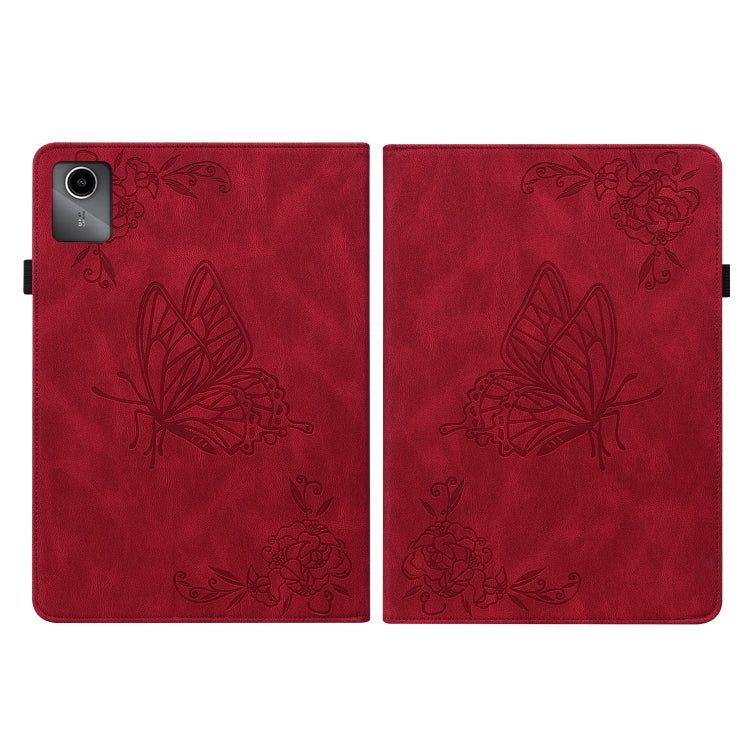 For Lenovo Tab M11/Xiaoxin Pad 11 2024 Butterfly Flower Embossed Leather Tablet Case(Red) - Lenovo by PMC Jewellery | Online Shopping South Africa | PMC Jewellery | Buy Now Pay Later Mobicred
