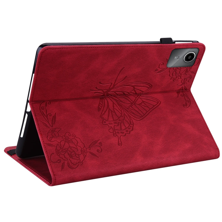 For Lenovo Tab M11/Xiaoxin Pad 11 2024 Butterfly Flower Embossed Leather Tablet Case(Red) - Lenovo by PMC Jewellery | Online Shopping South Africa | PMC Jewellery | Buy Now Pay Later Mobicred