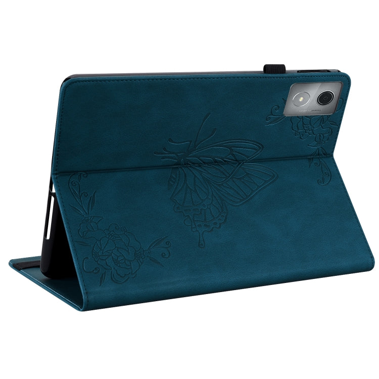 For Lenovo Tab K11 Plus Butterfly Flower Embossed Leather Tablet Case(Blue) - Lenovo by PMC TechLife | Online Shopping South Africa | PMC TechLife | Buy Now Pay Later Mobicred