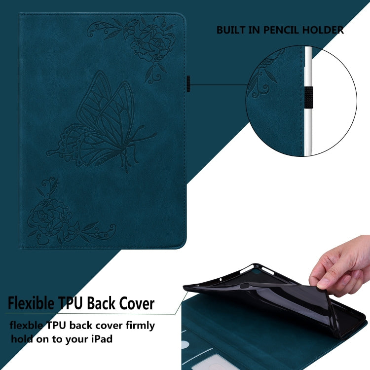 For Honor Pad 9 12.1 Butterfly Flower Embossed Leather Tablet Case(Blue) - Honor by PMC TechLife | Online Shopping South Africa | PMC TechLife | Buy Now Pay Later Mobicred