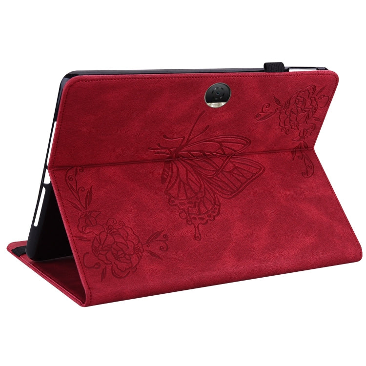 For Honor Pad 9 12.1 Butterfly Flower Embossed Leather Tablet Case(Red) - Honor by PMC TechLife | Online Shopping South Africa | PMC TechLife | Buy Now Pay Later Mobicred