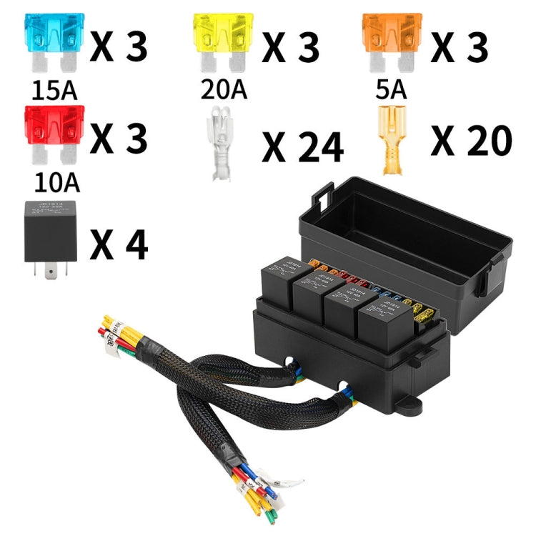 12V 5 Pin Car Modified 12 Slots Relay Fuse Box with Cable - Fuse by PMC TechLife | Online Shopping South Africa | PMC TechLife | Buy Now Pay Later Mobicred