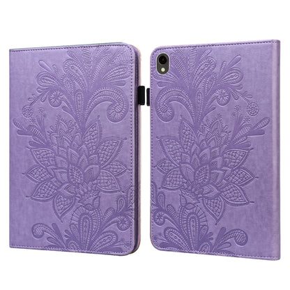 For Samsung Galaxy Tab S9 Lace Flower Embossing Pattern PU Tablet Case(Purple) - Galaxy Tab S9 Cases by PMC Jewellery | Online Shopping South Africa | PMC Jewellery | Buy Now Pay Later Mobicred