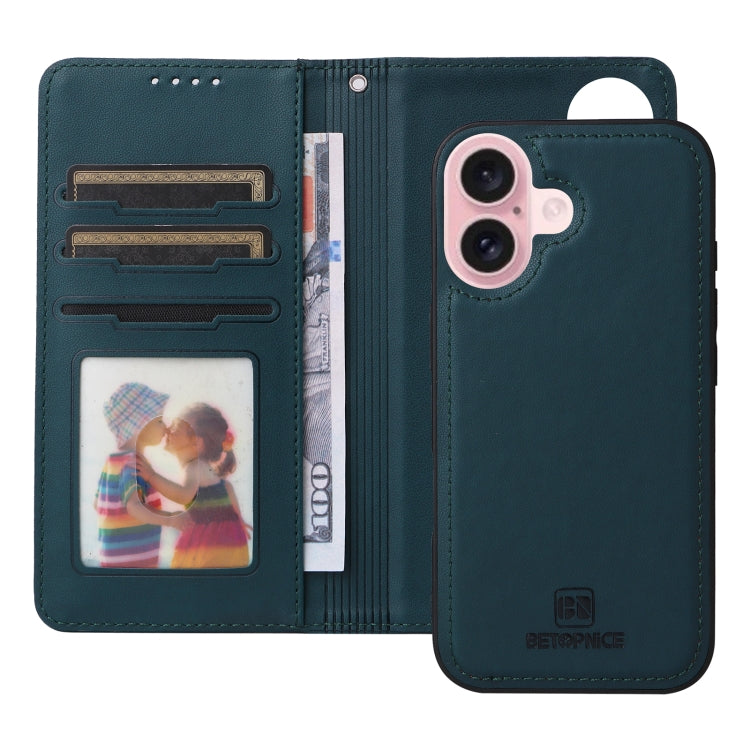 For iPhone 16 BETOPNICE BN-005 2 in 1 Detachable Imitate Genuine Leather Phone Case(Blue) - free shipping - PMC Jewellery - Order now!
