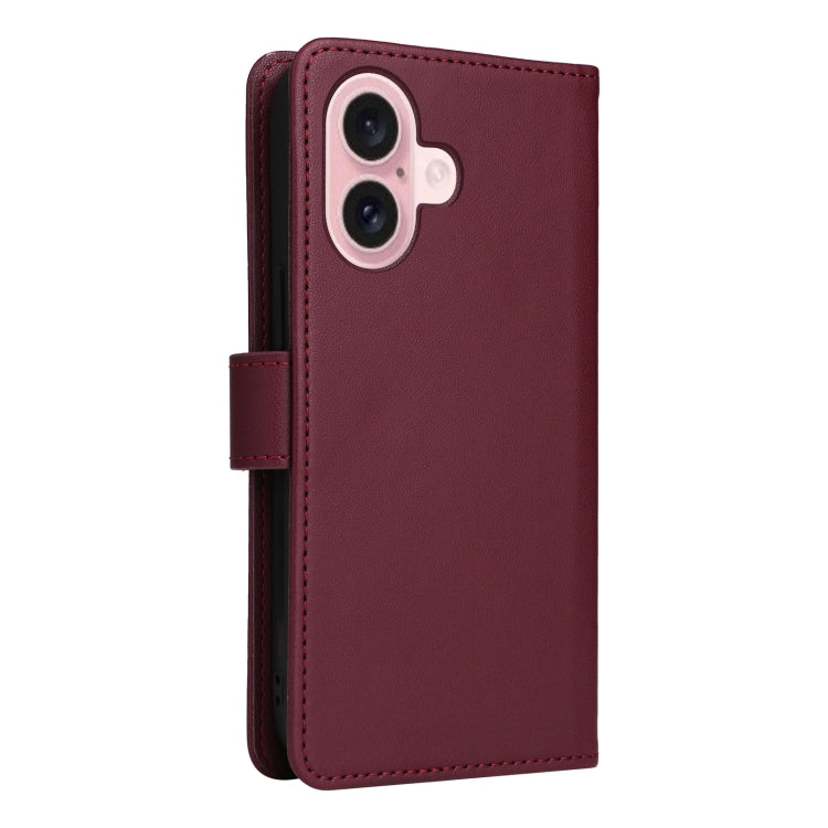 For iPhone 16 BETOPNICE BN-005 2 in 1 Detachable Imitate Genuine Leather Phone Case(Wine Red) - iPhone 16 Cases by BETOPNICE | Online Shopping South Africa | PMC Jewellery | Buy Now Pay Later Mobicred