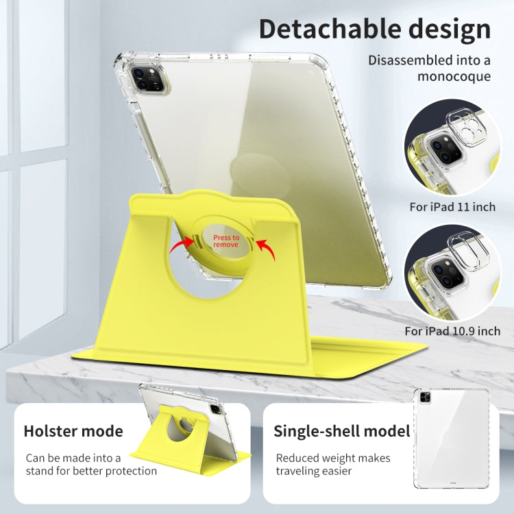For iPad Air 13 2024 / Pro 12.9 2022 360 Rotation Detachable Clear Acrylic Leather Tablet Case(Yellow) - iPad Pro 12.9 (2022/2021) Cases by PMC Jewellery | Online Shopping South Africa | PMC Jewellery | Buy Now Pay Later Mobicred