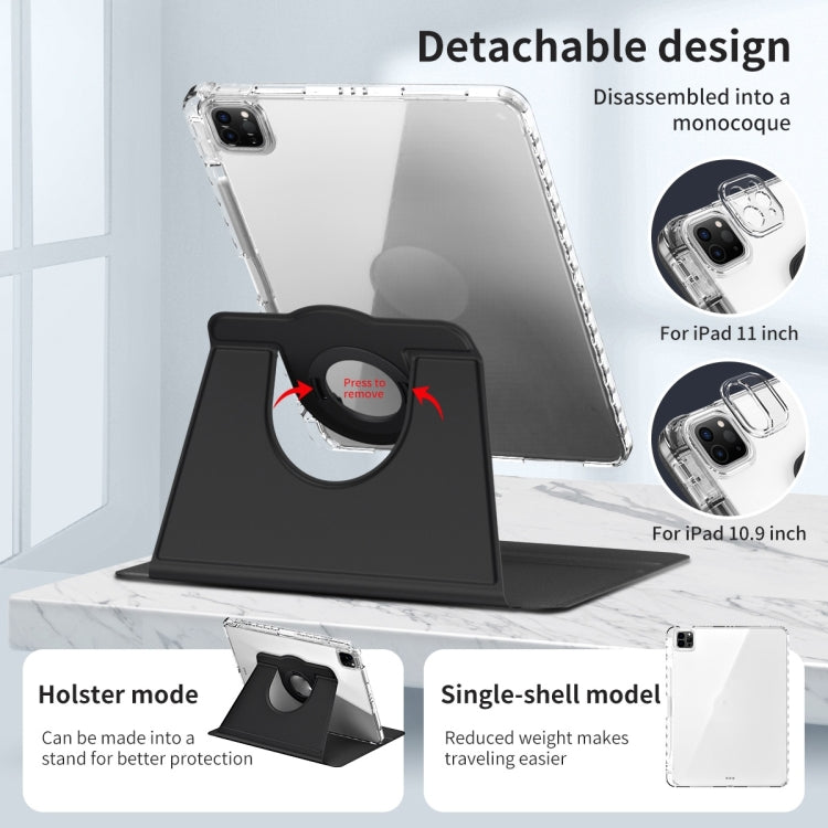 For iPad Pro 11 2024 360 Rotation Detachable Clear Acrylic Leather Tablet Case(Black) - iPad Pro 11 2024 Cases by PMC TechLife | Online Shopping South Africa | PMC TechLife | Buy Now Pay Later Mobicred