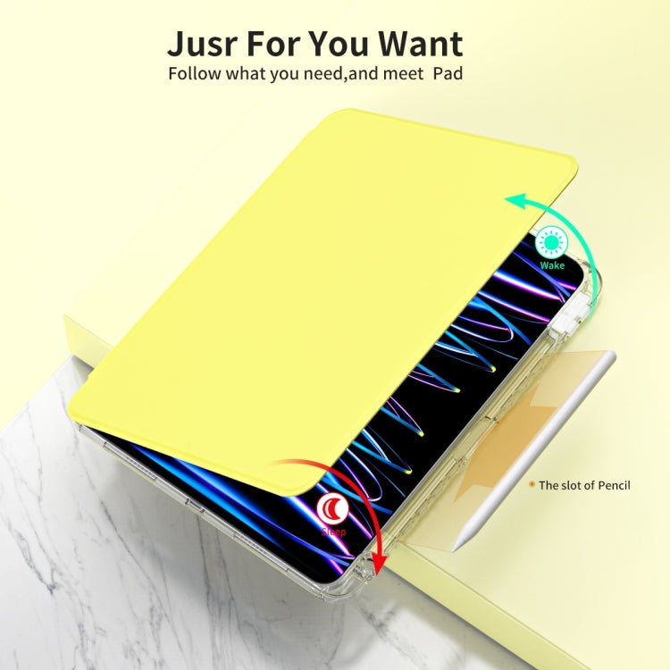For iPad Pro 11 2024 360 Rotation Detachable Clear Acrylic Leather Tablet Case(Yellow) - free shipping - PMC TechLife - Order now!