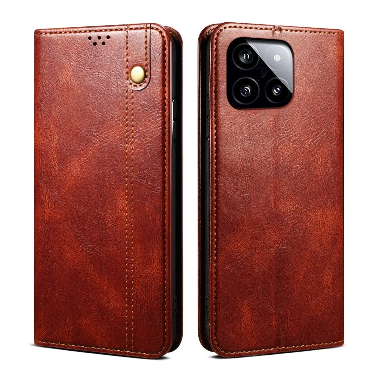 For Xiaomi Redmi K70/K70 Pro Oil Wax Crazy Horse Texture Leather Phone Case(Brown) - K70 Pro Cases by PMC Jewellery | Online Shopping South Africa | PMC Jewellery | Buy Now Pay Later Mobicred