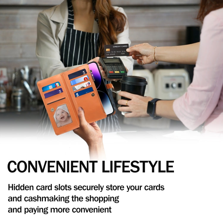 For Motorola Moto E14 ESEBLE Star Series Lanyard Zipper Wallet RFID Leather Case(Brown) - Motorola Cases by ESEBLE | Online Shopping South Africa | PMC TechLife | Buy Now Pay Later Mobicred