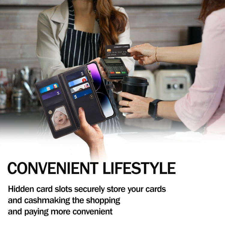 For Motorola Moto E14 ESEBLE Star Series Lanyard Zipper Wallet RFID Leather Case(Black) - Motorola Cases by ESEBLE | Online Shopping South Africa | PMC TechLife | Buy Now Pay Later Mobicred