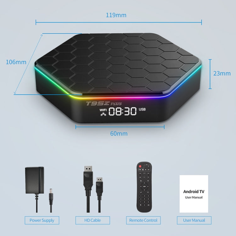T95Z Plus 8K WiFi6 Android 12.0 Smart TV Box with Remote Control, 4GB+128GB, Allwinner H618 Quad-Core(US Plug) - Others by PMC TechLife | Online Shopping South Africa | PMC TechLife | Buy Now Pay Later Mobicred