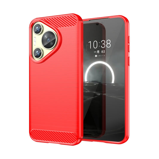 For Huawei Pura 70 Brushed Texture Carbon Fiber TPU Phone Case(Red) - Huawei Cases by PMC Jewellery | Online Shopping South Africa | PMC Jewellery | Buy Now Pay Later Mobicred