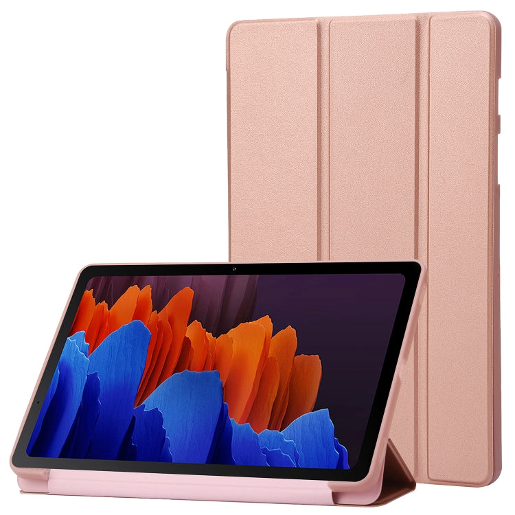 For Samsung Galaxy Tab S9+ / S10+ 3-Fold Holder Silicone Leather Tablet Case(Rose Gold) - Galaxy Tab S9+ Cases by PMC Jewellery | Online Shopping South Africa | PMC Jewellery | Buy Now Pay Later Mobicred