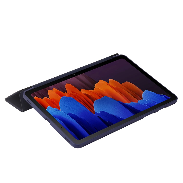 For Samsung Galaxy Tab S9+ / S10+ 3-Fold Holder Silicone Leather Tablet Case(Dark Blue) - Galaxy Tab S9+ Cases by PMC Jewellery | Online Shopping South Africa | PMC Jewellery | Buy Now Pay Later Mobicred