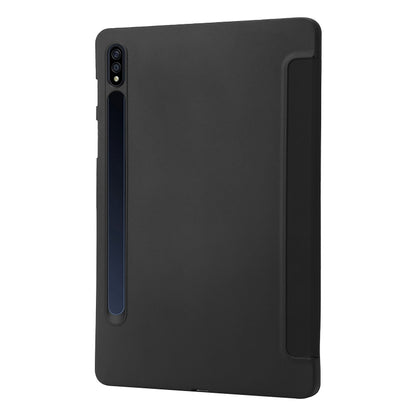 For Samsung Galaxy Tab S9 3-Fold Holder Silicone Leather Tablet Case(Black) - Galaxy Tab S9 Cases by PMC Jewellery | Online Shopping South Africa | PMC Jewellery | Buy Now Pay Later Mobicred