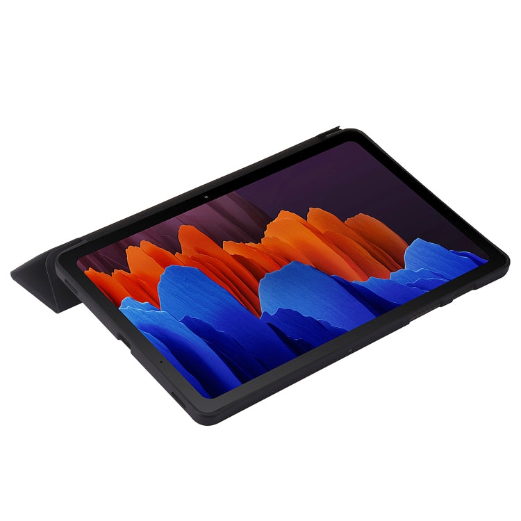 For Samsung Galaxy Tab S9 3-Fold Holder Silicone Leather Tablet Case(Black) - Galaxy Tab S9 Cases by PMC Jewellery | Online Shopping South Africa | PMC Jewellery | Buy Now Pay Later Mobicred