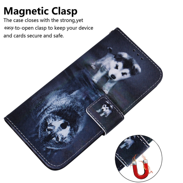 For Motorola Edge 2024 Coloured Drawing Flip Leather Phone Case(Wolf and Dog) - Motorola Cases by PMC Jewellery | Online Shopping South Africa | PMC Jewellery | Buy Now Pay Later Mobicred