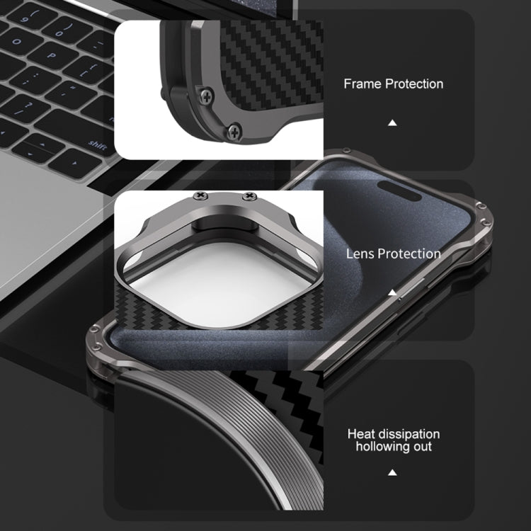 For iPhone 15 R-JUST RJ51 Hollow MagSafe Magnetic Metal Phone Case(Space Grey) - free shipping - PMC TechLife - Order now!