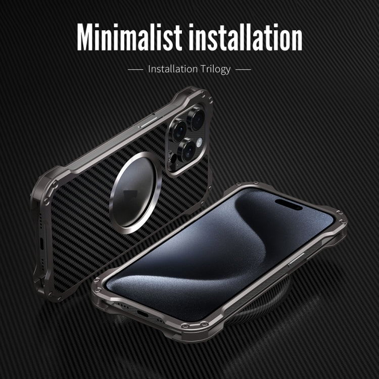 For iPhone 15 R-JUST RJ51 Hollow MagSafe Magnetic Metal Phone Case(Space Grey) - free shipping - PMC TechLife - Order now!