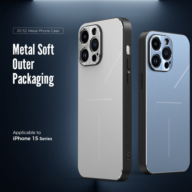 For iPhone 15 Pro R-JUST RJ52 3-Line Style Metal TPU Shockproof Phone Case(Blue) - iPhone 15 Pro Cases by R-JUST | Online Shopping South Africa | PMC TechLife | Buy Now Pay Later Mobicred