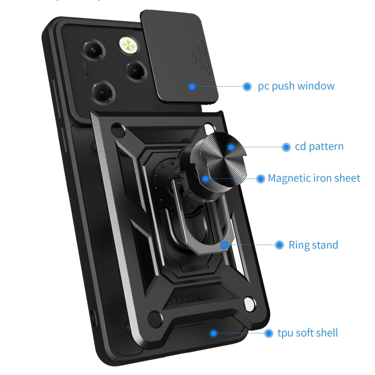 For Infinix Hot 40 / 40 Pro 4G Sliding Camera Cover Design TPU+PC Phone Case(Black) - Infinix Cases by PMC TechLife | Online Shopping South Africa | PMC TechLife | Buy Now Pay Later Mobicred