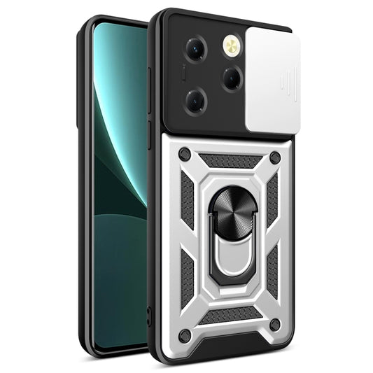 For Infinix Hot 40 / 40 Pro 4G Sliding Camera Cover Design TPU+PC Phone Case(Silver) - Infinix Cases by PMC Jewellery | Online Shopping South Africa | PMC Jewellery | Buy Now Pay Later Mobicred