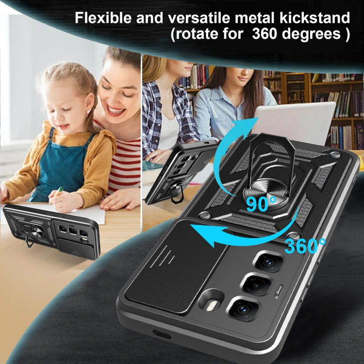 For Infinix Hot 50 Pro 4G Sliding Camera Cover Design TPU+PC Phone Case(Silver) - free shipping - PMC TechLife - Order now!