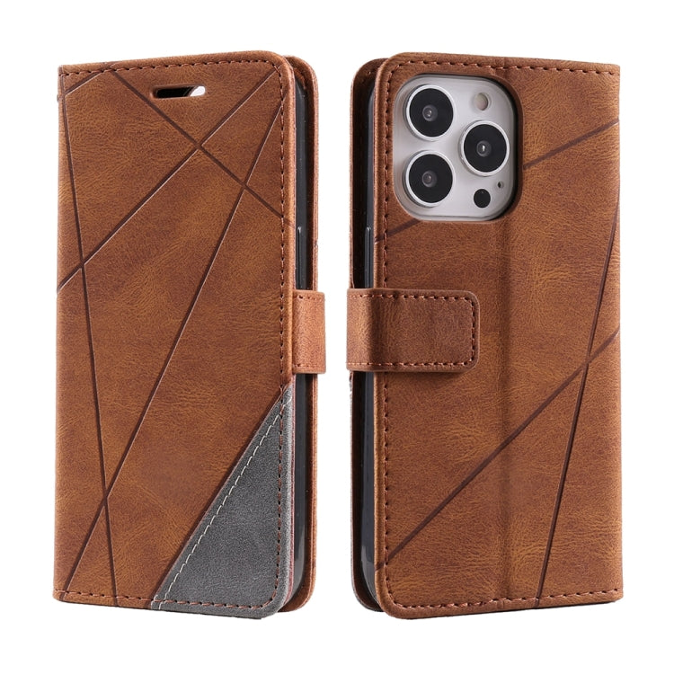 For iPhone 16 Pro Skin Feel Splicing Leather Phone Case(Brown) - iPhone 16 Pro Cases by PMC Jewellery | Online Shopping South Africa | PMC Jewellery | Buy Now Pay Later Mobicred