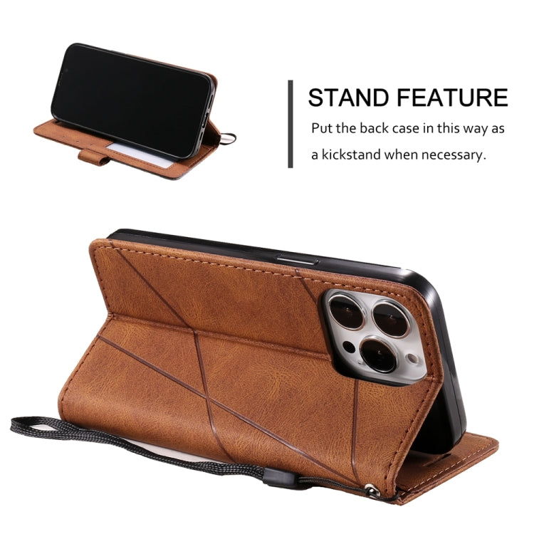 For iPhone 16 Pro Skin Feel Splicing Leather Phone Case(Brown) - iPhone 16 Pro Cases by PMC Jewellery | Online Shopping South Africa | PMC Jewellery | Buy Now Pay Later Mobicred