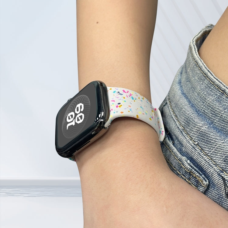 For Apple Watch Serie 9 41mm Floral Silicone Watch Band(Starlight) - Watch Bands by PMC TechLife | Online Shopping South Africa | PMC TechLife