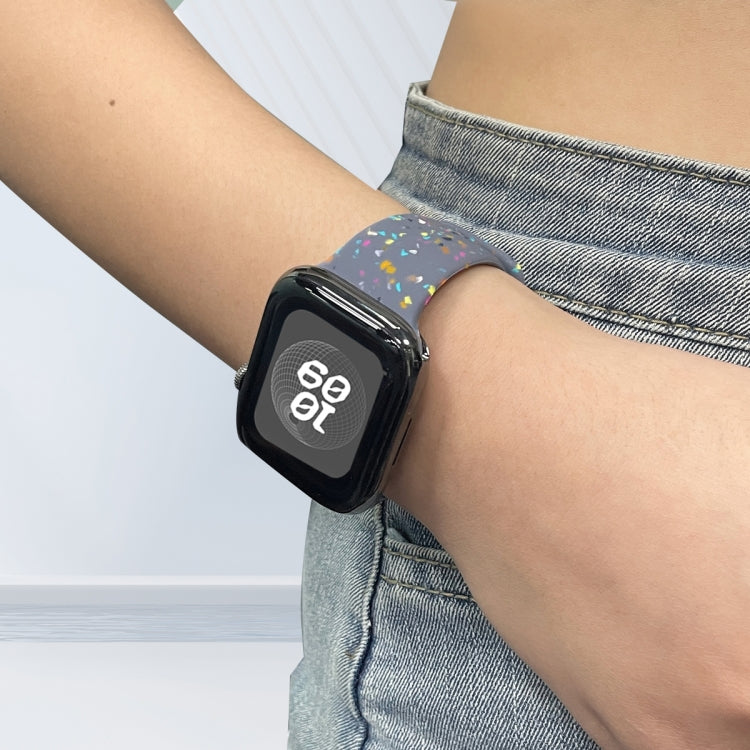 For Apple Watch Serie 6 40mm Floral Silicone Watch Band(Grey) - Watch Bands by PMC TechLife | Online Shopping South Africa | PMC TechLife