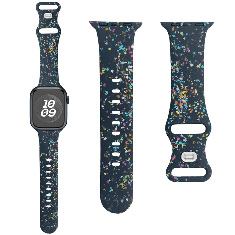 For Apple Watch 42mm Floral Silicone Watch Band(Blue) - Watch Bands by PMC TechLife | Online Shopping South Africa | PMC TechLife
