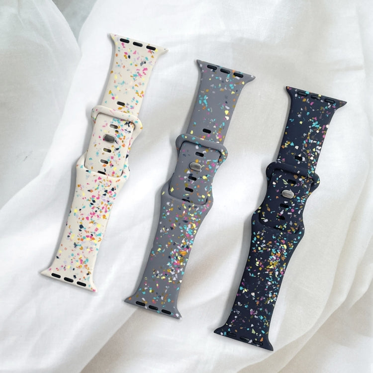 For Apple Watch Serie 9 41mm Floral Silicone Watch Band(Starlight) - Watch Bands by PMC Jewellery | Online Shopping South Africa | PMC Jewellery