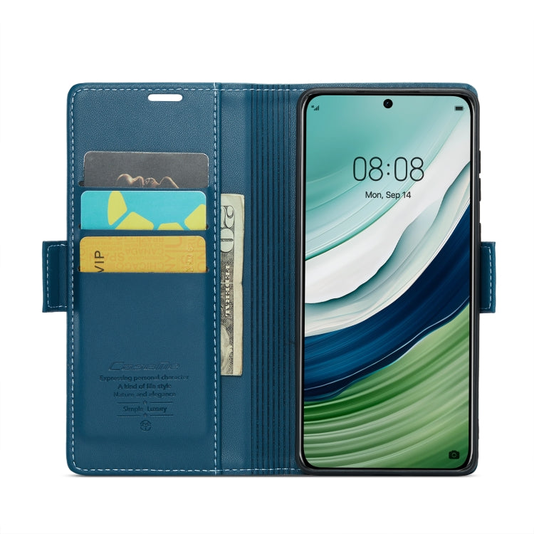 For Huawei Mate 60 CaseMe 023 Butterfly Buckle Litchi Texture RFID Anti-theft Leather Phone Case(Blue) - Huawei Cases by CaseMe | Online Shopping South Africa | PMC Jewellery | Buy Now Pay Later Mobicred