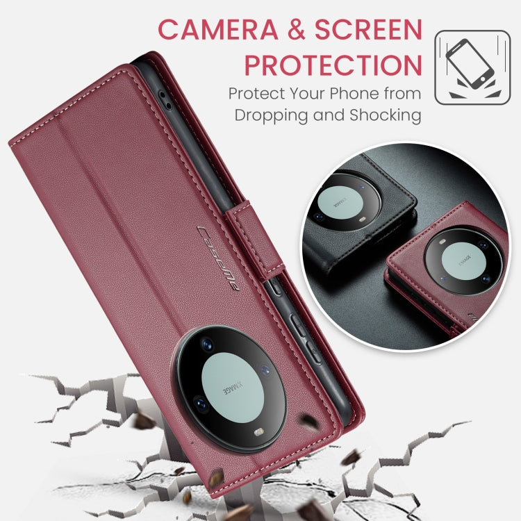 For Huawei Mate 60 Pro / 60 Pro+ CaseMe 023 Butterfly Buckle Litchi Texture RFID Anti-theft Leather Phone Case(Wine Red) - Huawei Cases by CaseMe | Online Shopping South Africa | PMC Jewellery | Buy Now Pay Later Mobicred