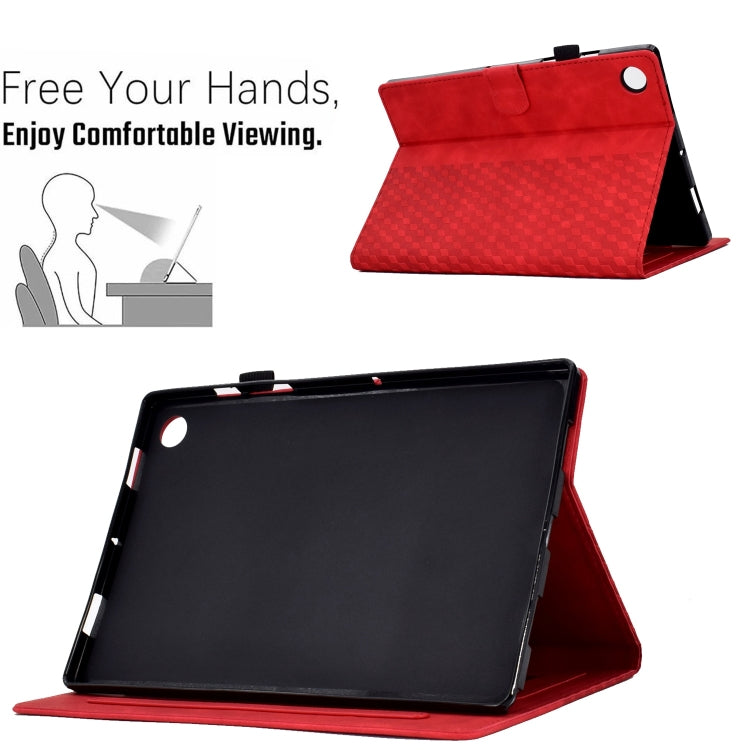 For Samsung Galaxy Tab A9+ Rhombus Embossed Leather Tablet Case(Red) - Galaxy Tab A9+ by PMC Jewellery | Online Shopping South Africa | PMC Jewellery