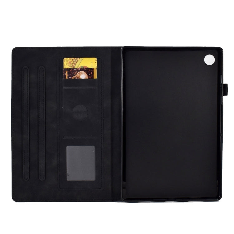 For Samsung Galaxy Tab A9+ Peony Butterfly Embossed Leather Smart Tablet Case(Black) - Galaxy Tab A9+ by PMC TechLife | Online Shopping South Africa | PMC TechLife