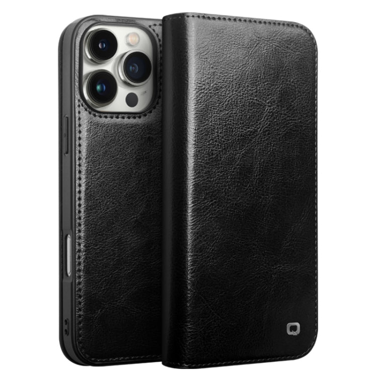 For iPhone 16 Pro Max QIALINO Classic Genuine Leather Phone Case(Black) - free shipping - PMC Jewellery - Order now!