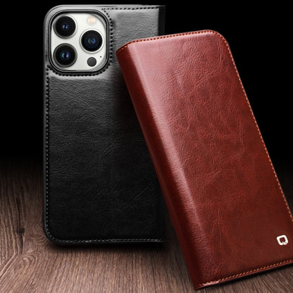 For iPhone 15 Plus QIALINO Classic Genuine Leather Phone Case(Brown) - iPhone 15 Plus Cases by QIALINO | Online Shopping South Africa | PMC Jewellery | Buy Now Pay Later Mobicred