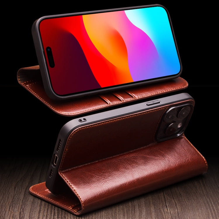For iPhone 16 QIALINO Classic Genuine Leather Phone Case(Brown) - free shipping - PMC Jewellery - Order now!