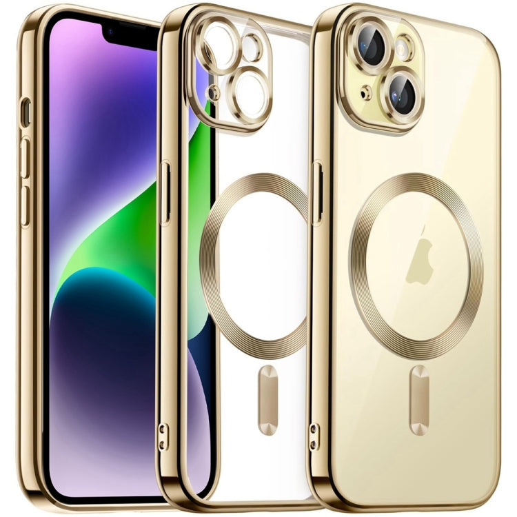 For iPhone 14 Magsafe Magnetic Transparent Electroplated TPU Phone Case(Gold) - iPhone 14 Cases by PMC TechLife | Online Shopping South Africa | PMC TechLife