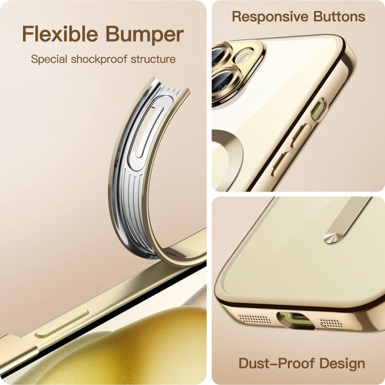 For iPhone 14 Magsafe Magnetic Transparent Electroplated TPU Phone Case(Gold) - iPhone 14 Cases by PMC Jewellery | Online Shopping South Africa | PMC Jewellery