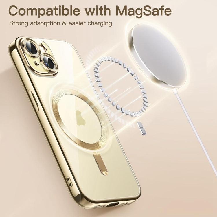 For iPhone 14 Plus Transparent Electroplated Magsafe Magnetic TPU Phone Case(Gold) - free shipping - PMC TechLife - Order now!