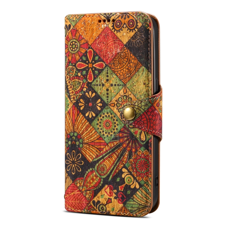 For iPhone 16 Plus Denior Flower Language Series Cork Fabric Oil Edge Leather Phone Case(Autumn) - free shipping - PMC Jewellery - Order now!