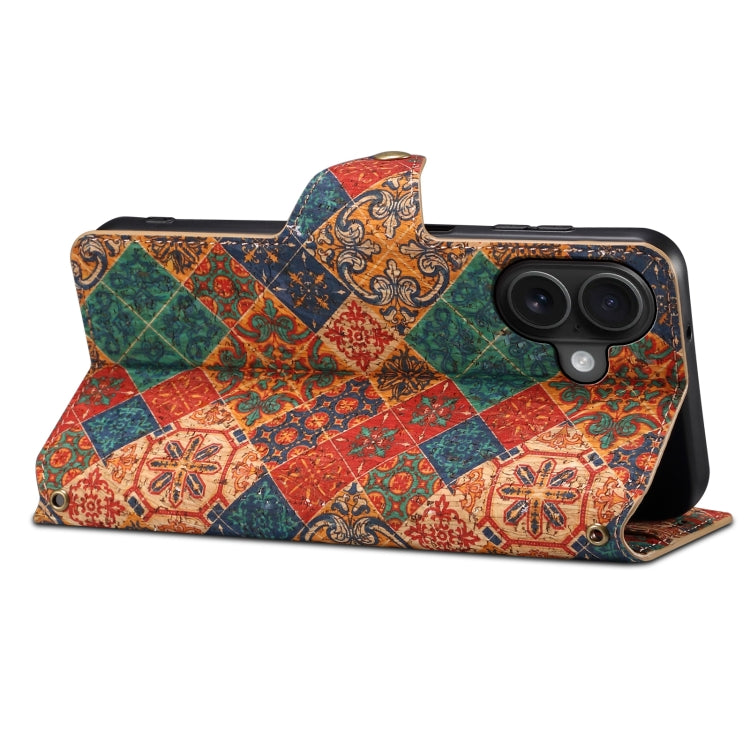 For iPhone 16 Plus Denior Flower Language Series Cork Fabric Oil Edge Leather Phone Case(Winter) - free shipping - PMC Jewellery - Order now!
