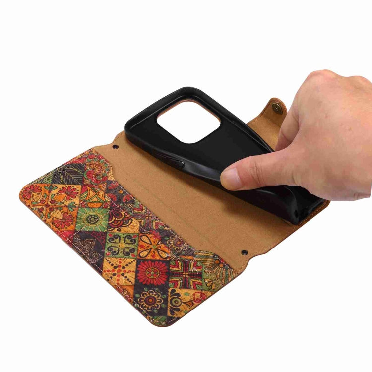 For iPhone 16 Denior Flower Language Series Cork Fabric Oil Edge Leather Phone Case(Summer) - free shipping - PMC Jewellery - Order now!