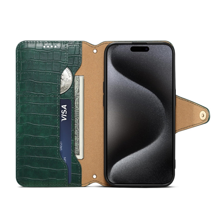 For iPhone 16 Denior Crocodile Texture Oil Edge Leather Phone Case(Green) - free shipping - PMC Jewellery - Order now!